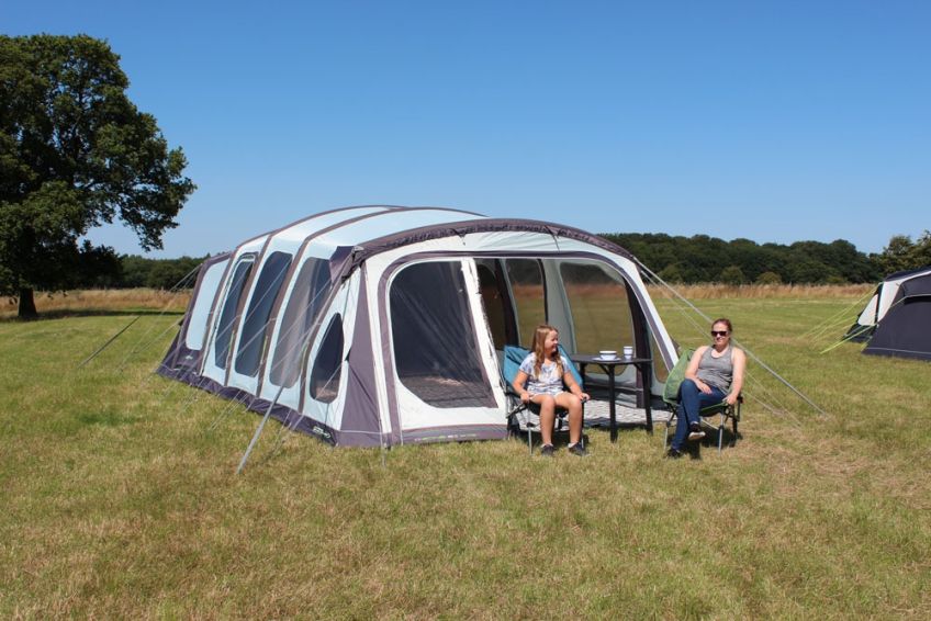 Ozone 6.0XTR Vario Premium Six Berth Inflatable Large Family Three Room Tunnel Tent – Lifestyle Shot
