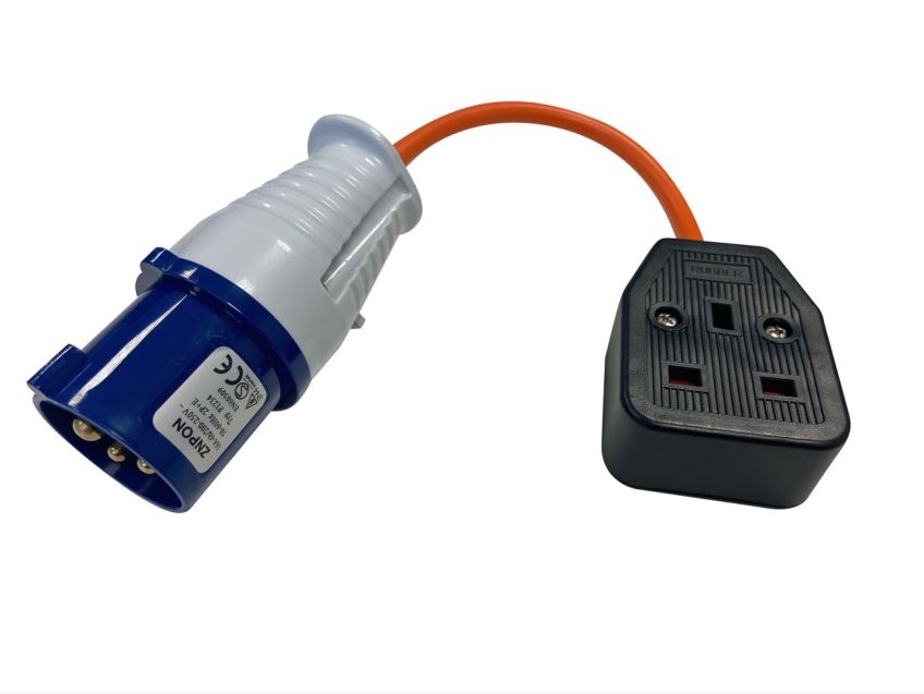 UK Mains Adaptor 13 Amp Plug to Caravan Mains Socket