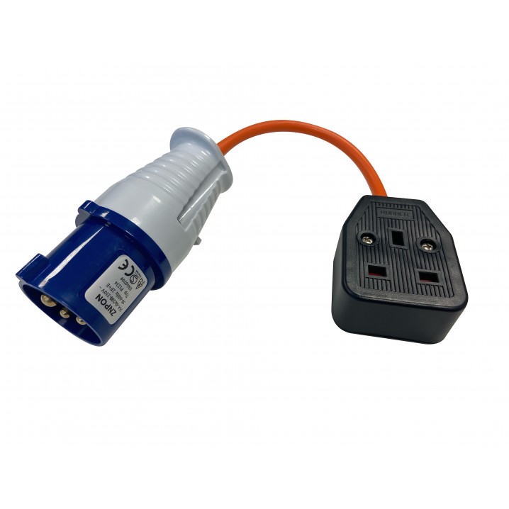 UK Mains Adaptor 13 Amp Socket to Caravan Mains Plug